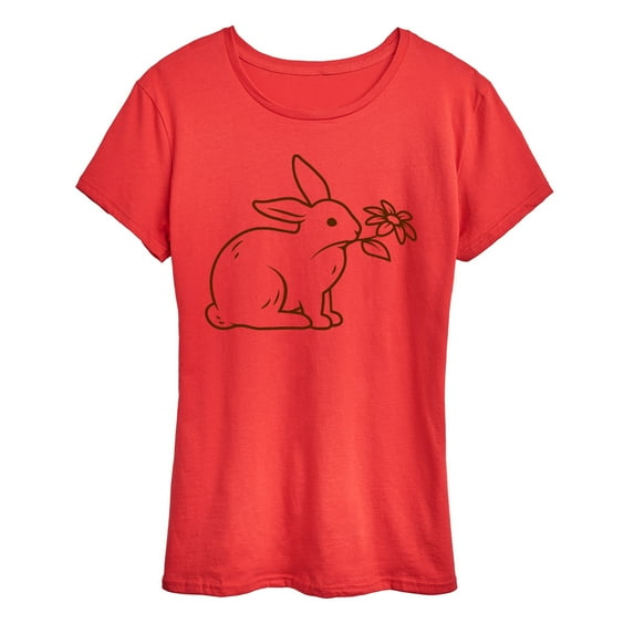 Instant Message - Bunny With Flower - Women's Short Sleeve Graphic T-Shirt
