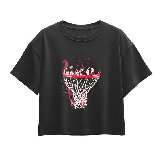 Instant Message - Burning Basketball Net - Youth Girls Boxy T-Shirt
