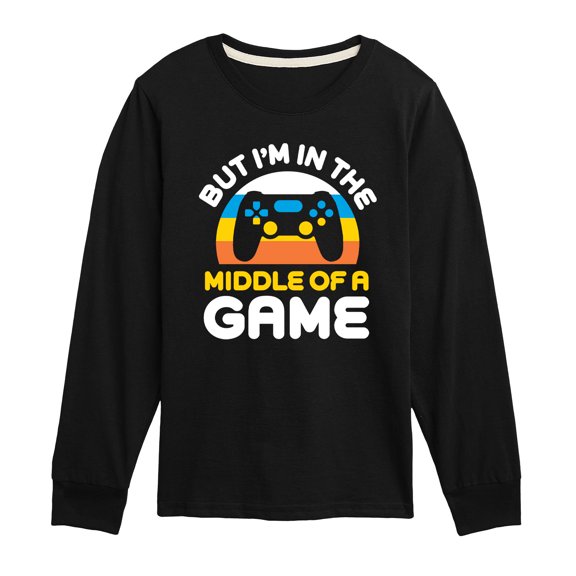 Instant Message - But Im In The Middle Game - Toddler And Youth Long Sleeve Graphic T-Shirt
