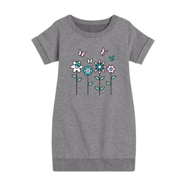 Instant Message - Butterflies And Flowers - Toddler And Youth Girls Fleece Dress