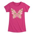 thumbnail image 1 of Instant Message - Butterfly Floral Pattern Fitted Short Sleeve Graphic T-Shirt, 1 of 5