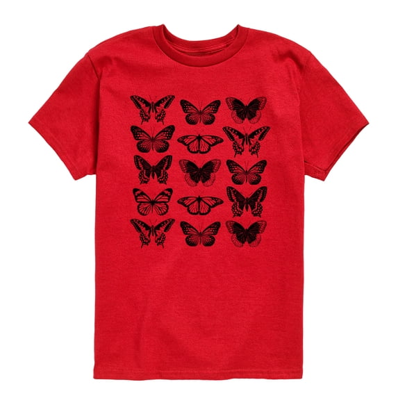 Instant Message - Butterfly Grid - Youth Boys Short Sleeve Graphic T-Shirt