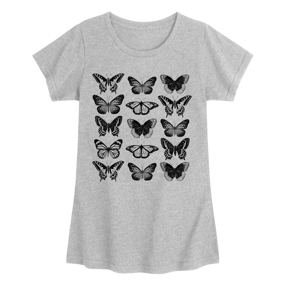 Instant Message - Butterfly Grid - Youth Girls Fitted Short Sleeve T-Shirt