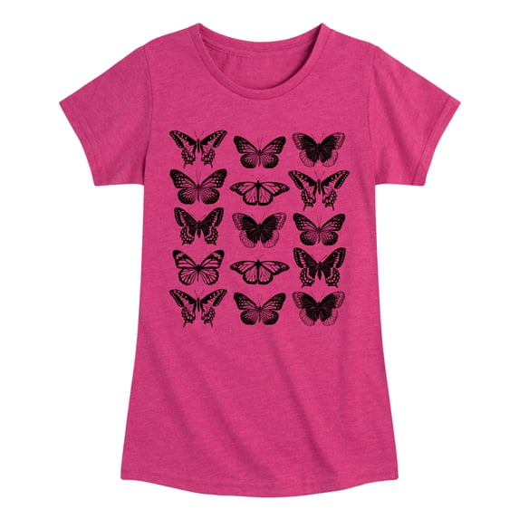 Instant Message - Butterfly Grid - Youth Girls Fitted Short Sleeve T-Shirt