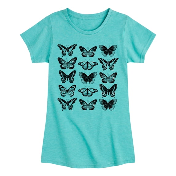 Instant Message - Butterfly Grid - Youth Girls Fitted Short Sleeve T-Shirt