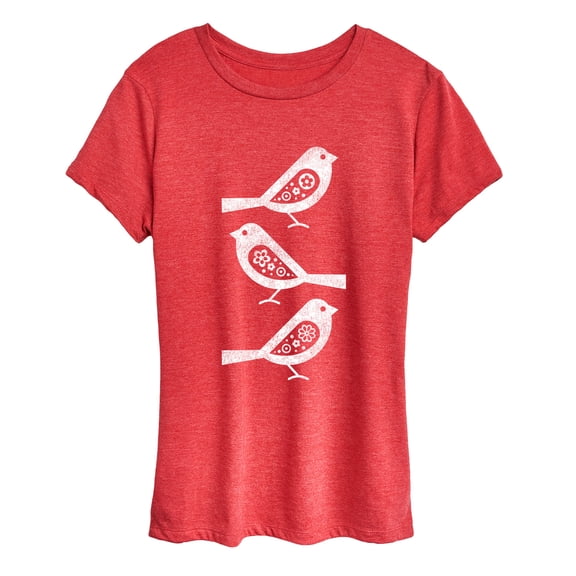 Instant Message - Bw Scandinavian Birds - Women's Short Sleeve Graphic T-Shirt