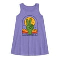 thumbnail image 1 of Instant Message - Cactus Peace Sign - Toddler & Youth Girls A-line Dress, 1 of 1