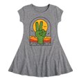 thumbnail image 1 of Instant Message - Cactus Peace Sign - Toddler & Youth Girls Fit & Flare Dress, 1 of 1