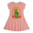 thumbnail image 1 of Instant Message - Cactus Peace Sign - Toddler & Youth Girls Fit & Flare Dress, 1 of 1