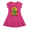 thumbnail image 1 of Instant Message - Cactus Peace Sign - Toddler & Youth Girls Fit & Flare Dress, 1 of 1