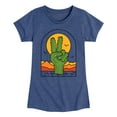 thumbnail image 1 of Instant Message - Cactus Peace Sign - Toddler & Youth Girls Short Sleeve Graphic T-Shirt, 1 of 6