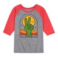thumbnail image 1 of Instant Message - Cactus Peace Sign - Toddler & Youth Raglan Graphic T-Shirt, 1 of 7
