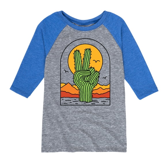 Instant Message - Cactus Peace Sign - Toddler & Youth Raglan Graphic T-Shirt