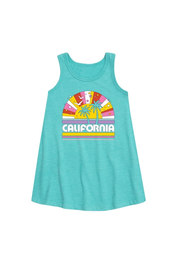 - California Sunset Graphic Sleeveless Aline Dress