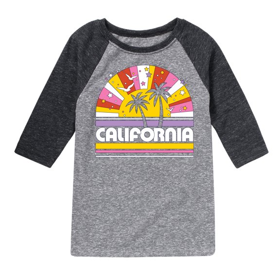 Instant Message - California Sunset - Toddler & Youth Raglan Graphic T-Shirt