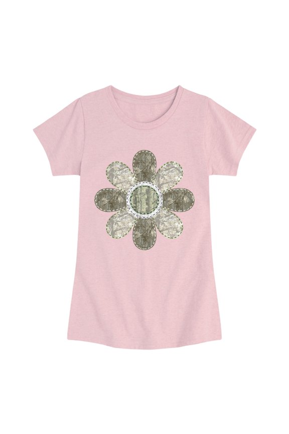 - Camo Flower Fitted Short Sleeve Graphic T-Shirt