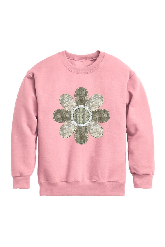- Camo Flower Graphic Long Sleeve Fleece Sweatshirt