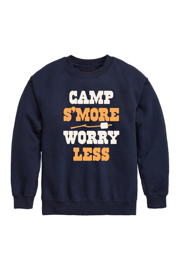 - Camp Smore Worry Less - Toddler And Youth Crewneck Fleece Sweatshirt