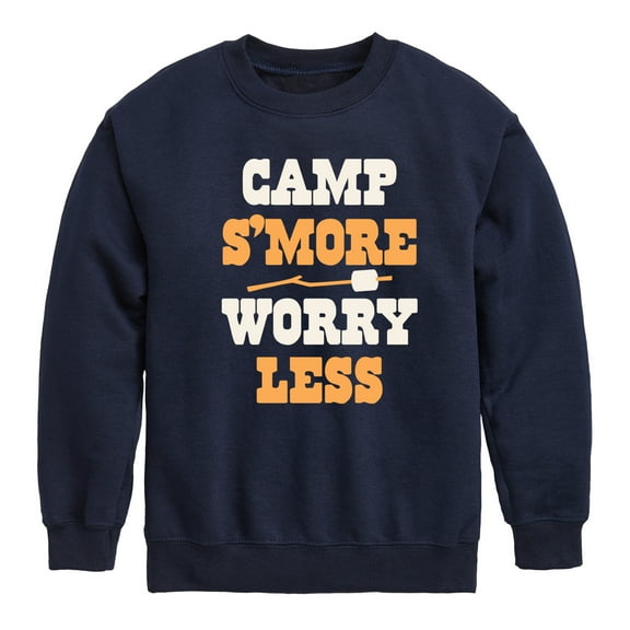 Instant Message - Camp Smore Worry Less - Toddler And Youth Crewneck Fleece Sweatshirt