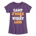 thumbnail image 1 of Instant Message - Camp Smore Worry Less - Toddler And Youth Girls Short Sleeve Graphic T-Shirt, 1 of 6