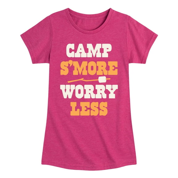 Instant Message - Camp Smore Worry Less - Toddler And Youth Girls Short Sleeve Graphic T-Shirt