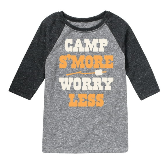 Instant Message - Camp Smore Worry Less - Toddler And Youth Raglan Graphic T-Shirt