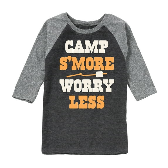 Instant Message - Camp Smore Worry Less - Toddler And Youth Raglan Graphic T-Shirt