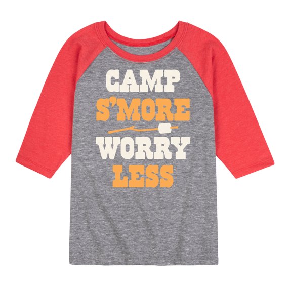 Instant Message - Camp Smore Worry Less - Toddler And Youth Raglan Graphic T-Shirt