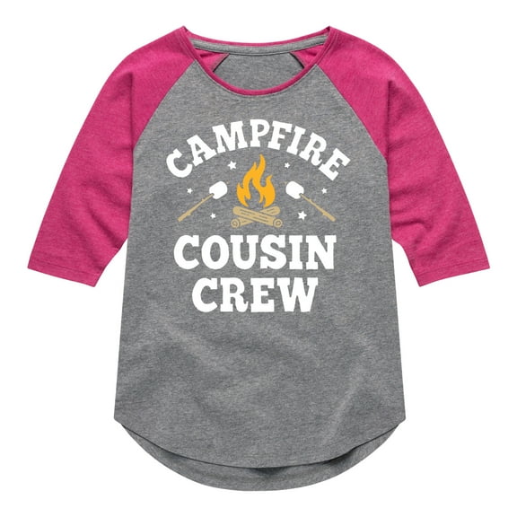 Instant Message - Campfire Cousin Crew - Toddler & Youth Girls Raglan Graphic T-Shirt