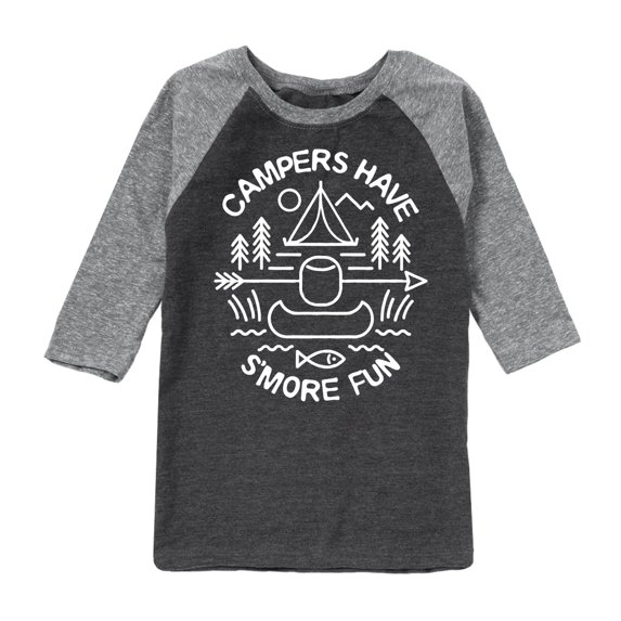 Instant Message - Camping - Campers Have S'more Fun - Toddler & Youth Raglan Graphic T-Shirt