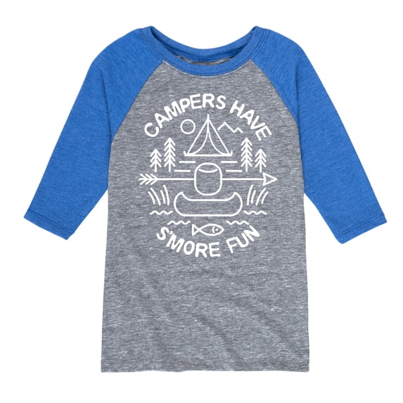 Instant Message - Camping - Campers Have S'more Fun - Toddler & Youth Raglan Graphic T-Shirt