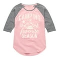 thumbnail image 1 of Instant Message - Camping Is My Favorite Season - Toddler & Youth Girls Raglan Graphic T-Shirt, 1 of 6