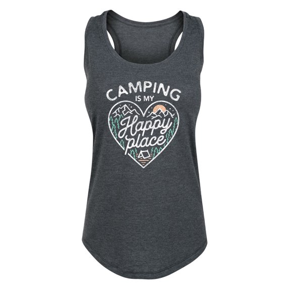 Instant Message - Camping Is My Happy Place Graphic Racerback Tank