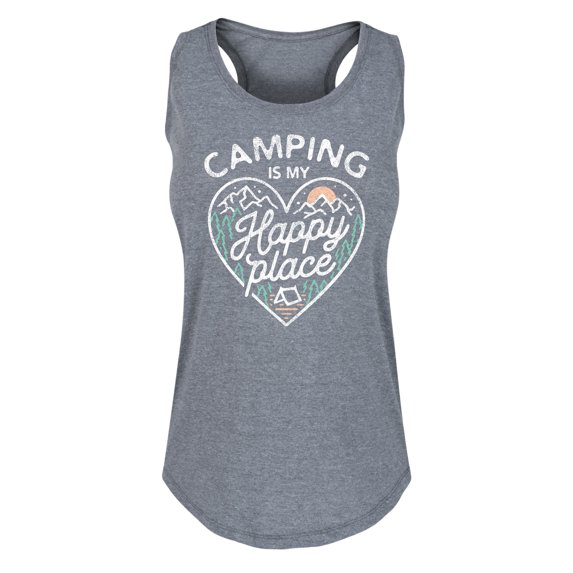 Instant Message - Camping Is My Happy Place Graphic Racerback Tank