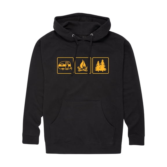 Instant Message - Camping Panels - Men's Pullover Hooded Fleece Sweatshirt