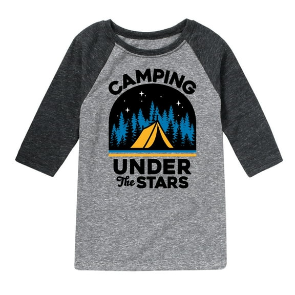 Instant Message - Camping Under The Stars - Toddler & Youth Raglan Graphic T-Shirt