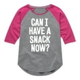 thumbnail image 1 of Instant Message - Can I Have A Snack Now - Toddler & Youth Girls Raglan Graphic T-Shirt, 1 of 5