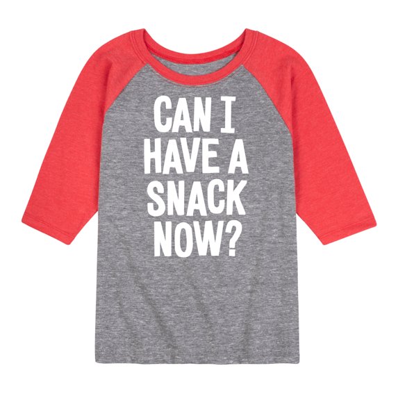 Instant Message - Can I Have A Snack Now - Toddler & Youth Raglan Graphic T-Shirt