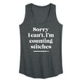 thumbnail image 1 of Instant Message - Can't I'm Counting Stitches - Women's Racerback Graphic Tank, 1 of 5