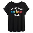 thumbnail image 1 of Instant Message - Can't Keep Straight Face - Juniors Oversized Graphic T-Shirt, 1 of 6