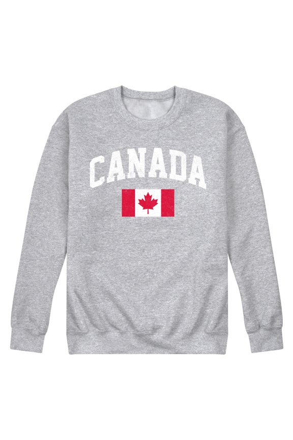 - Canada Flag - Men's Crew Neck Fleece Pullover