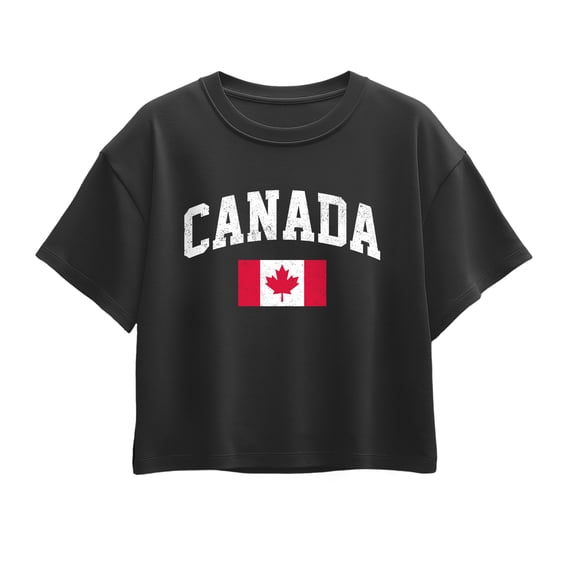 Instant Message - Canada Flag - Youth Girl Short Sleeve Boxy Tee