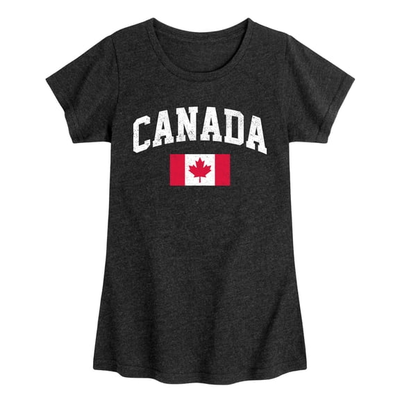 Instant Message - Canada Flag - Youth Girls Short Sleeve T-shirt