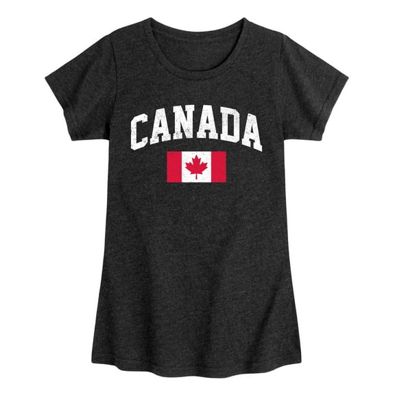 Instant Message - Canada Flag - Youth Girls Short Sleeve T-shirt