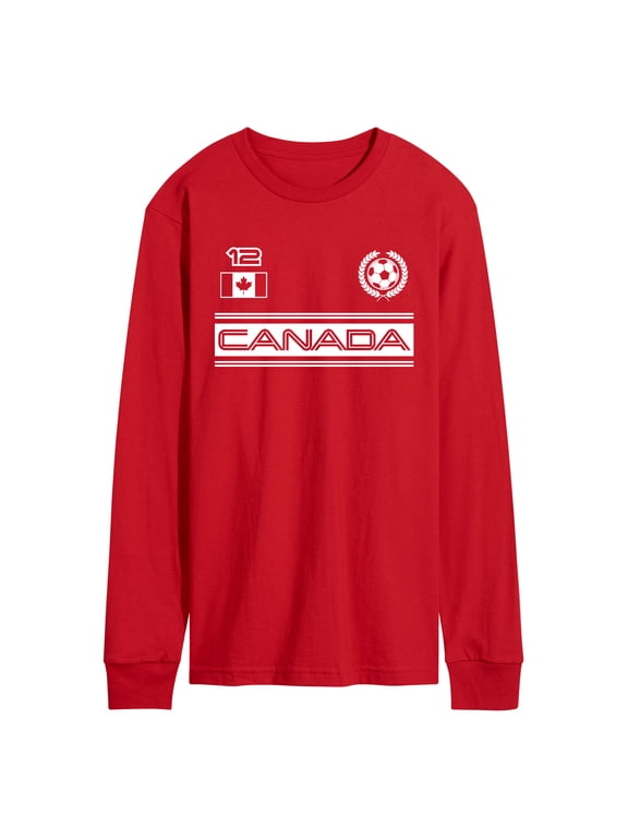 - Canada Soccer Jersey Men's Long Sleeve Graphic T-Shirt