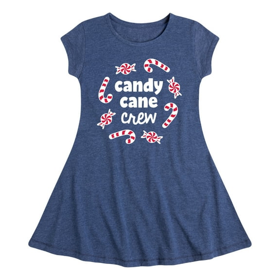 Instant Message - Candy Cane Crew Christmas - Toddler & Youth Girls Fit & Flare Dress