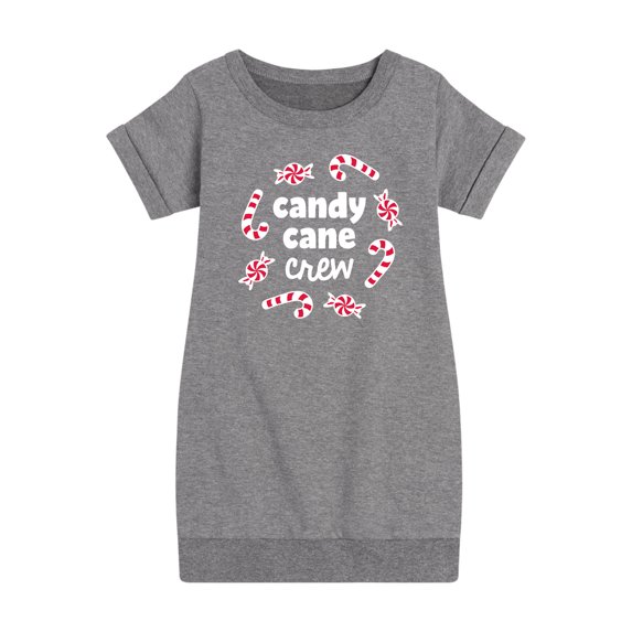 Instant Message - Candy Cane Crew Christmas - Toddler & Youth Girls Fleece Dress