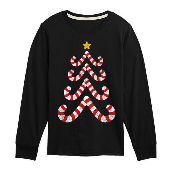 Instant Message - Candy Cane Tree  - Kids Long Sleeve Tee