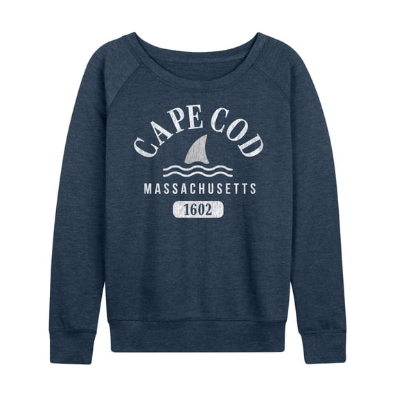 Instant Message - Cape Cod Mass Lightweight French Terry Wide Neck Long Sleeve Graphic Shirt