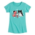 thumbnail image 1 of Instant Message - Cat And Dog With Milkshake - Toddler And Youth Girls Short Sleeve Graphic T-Shirt, 1 of 5